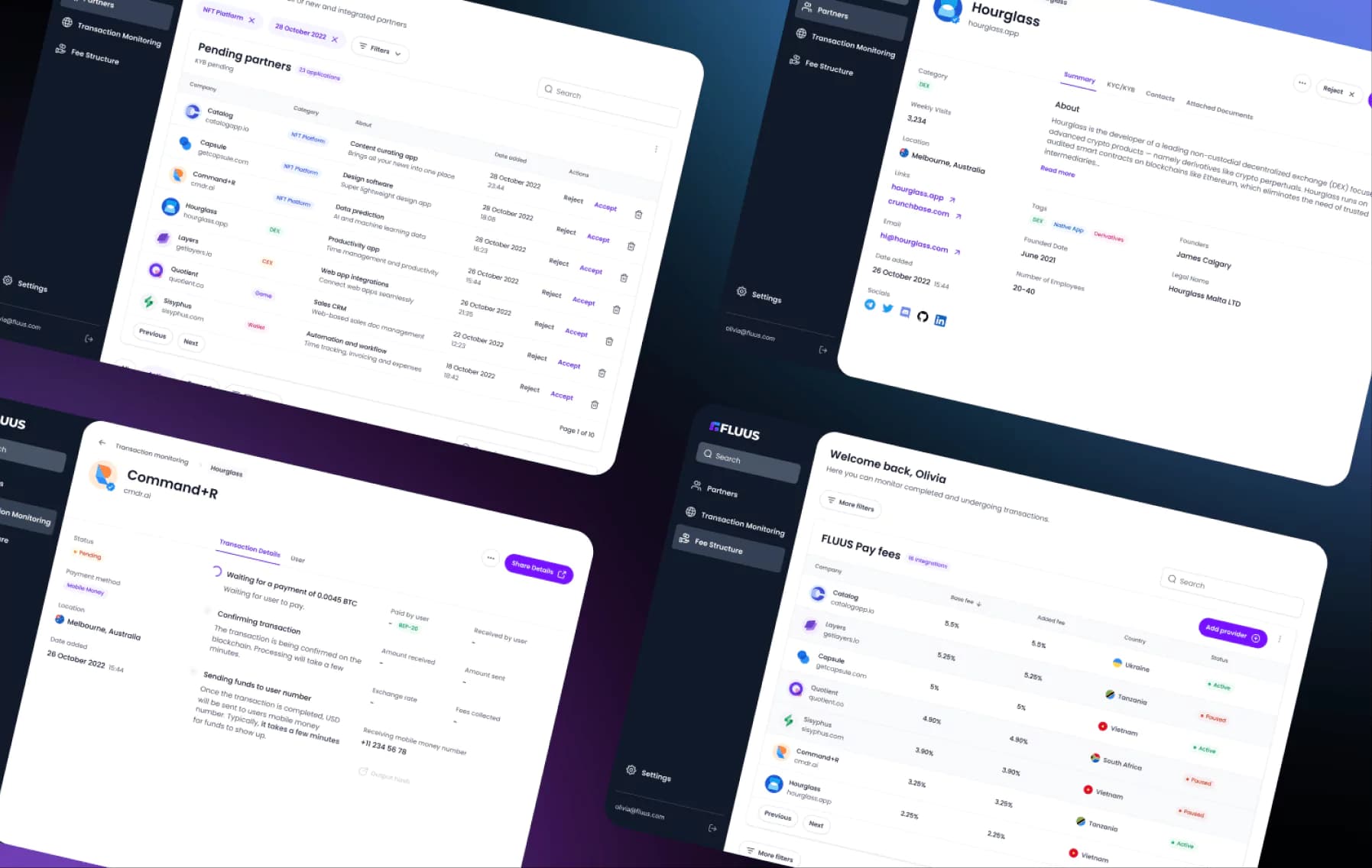 Admin portal - Partners, Transaction Monitoring and Fee Structure