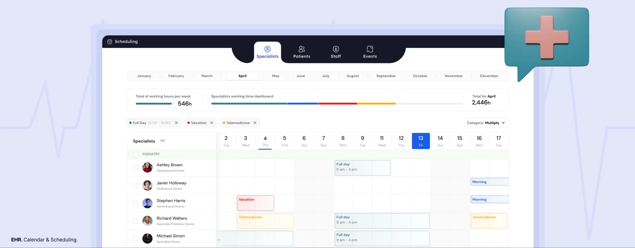 EHR Calendar and Scheduling