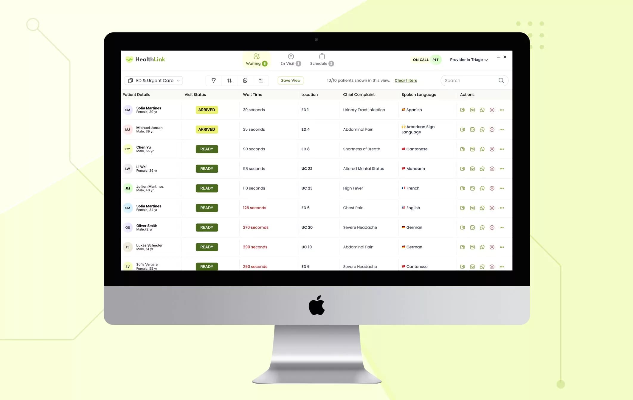 HealthLink. Queue View.
