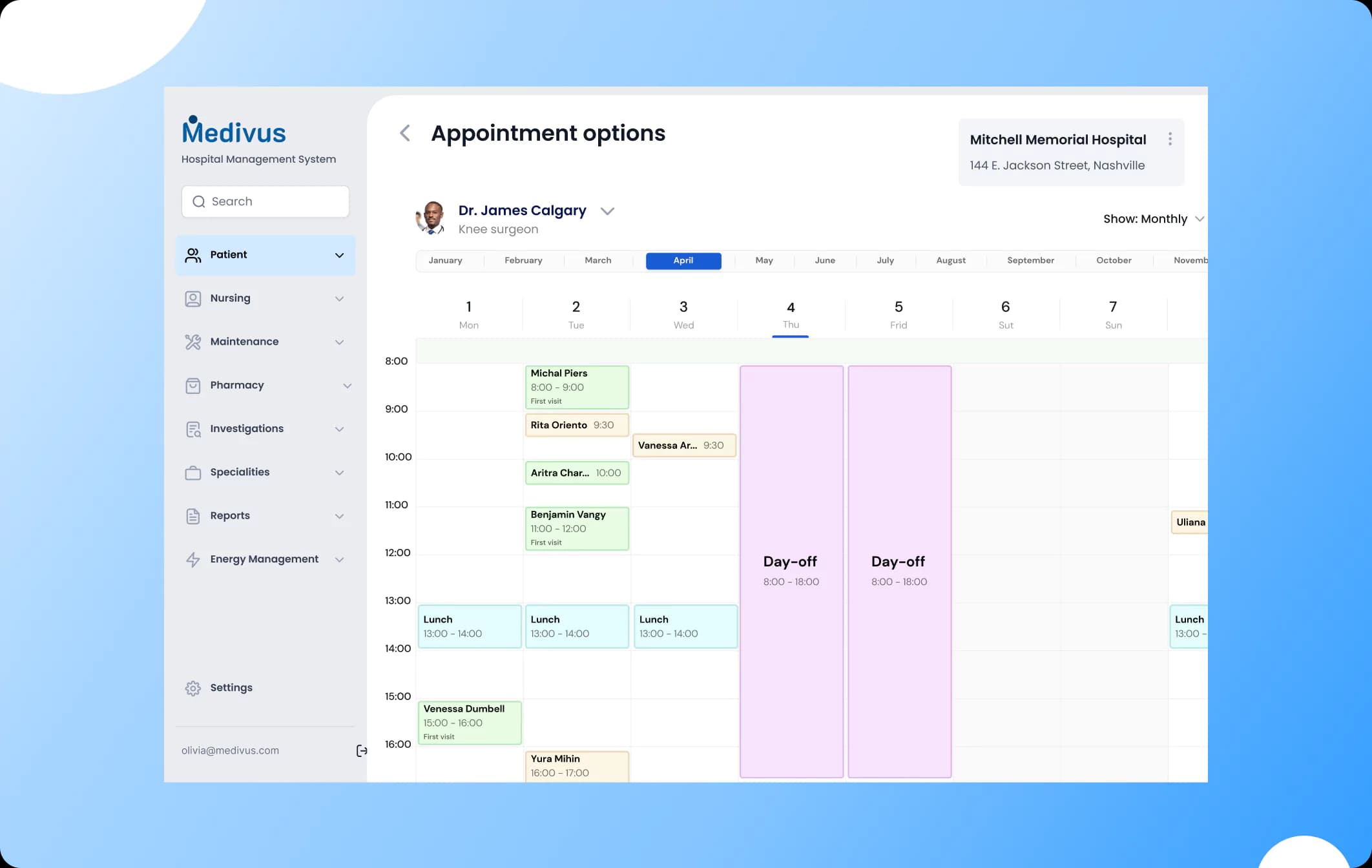 Medivus Scheduling and Appointment Management