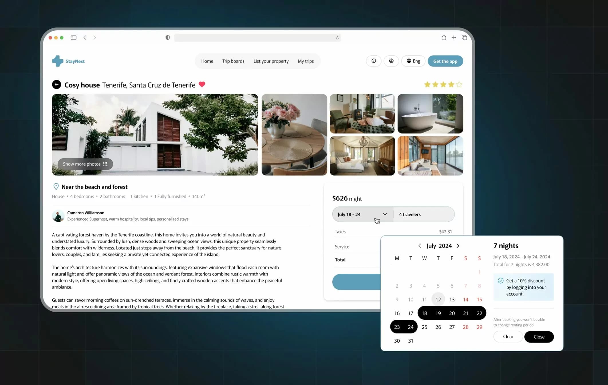 StayNest. Interactive booking