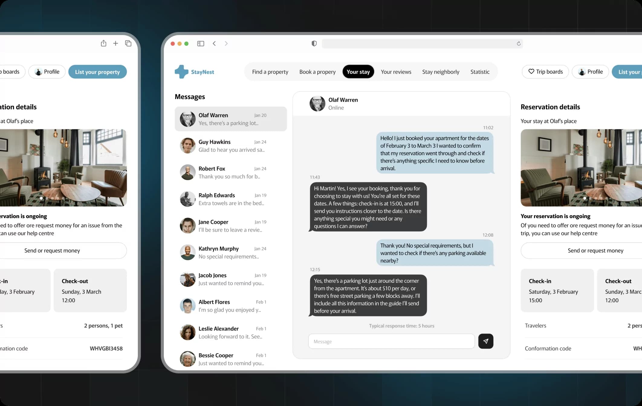 StayNest. Messaging