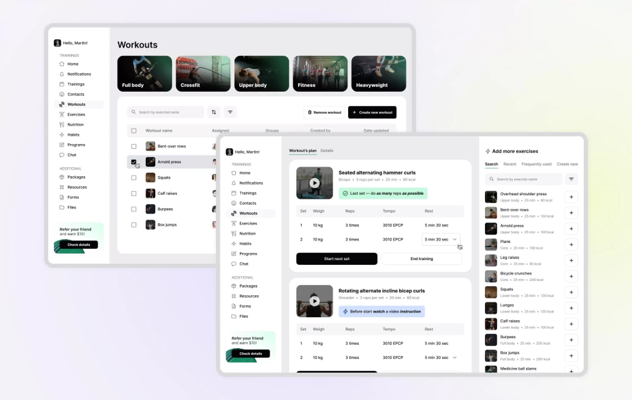 FitCoachPro. Workout builder