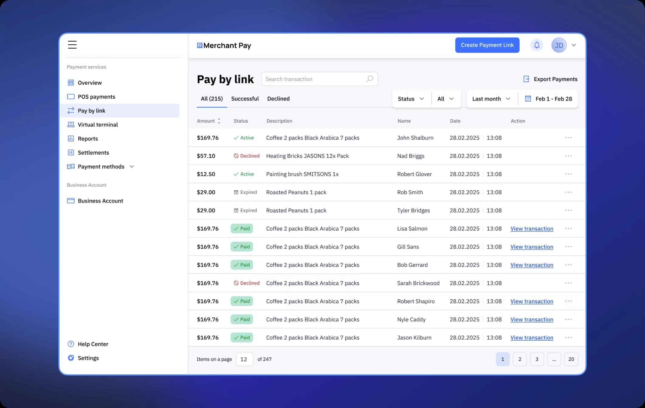 MerchantPay. Dashboard Overview