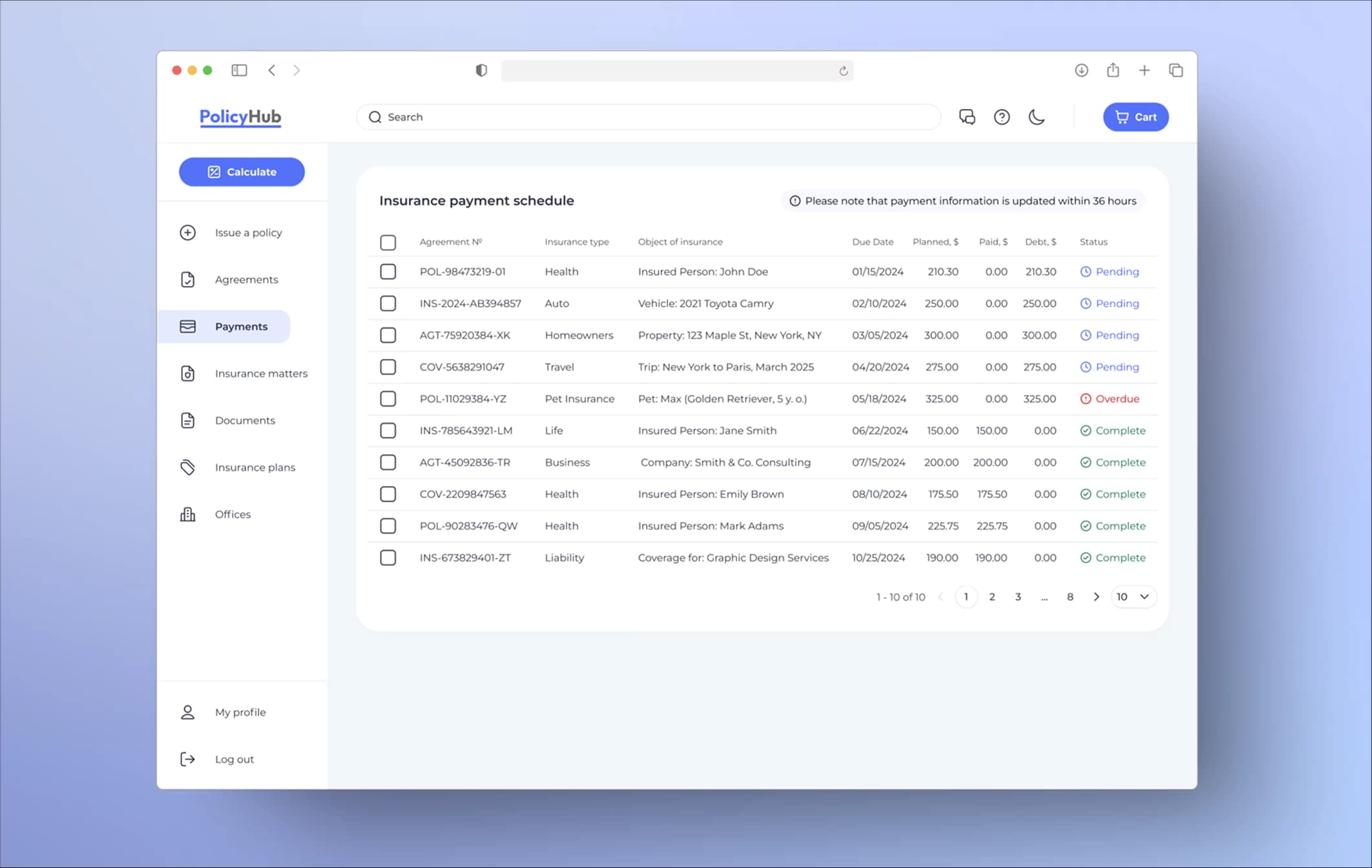 Policy Hub. Payments & Billing