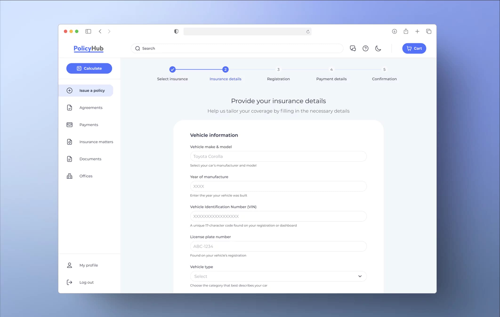 Policy Hub. Insurance Details