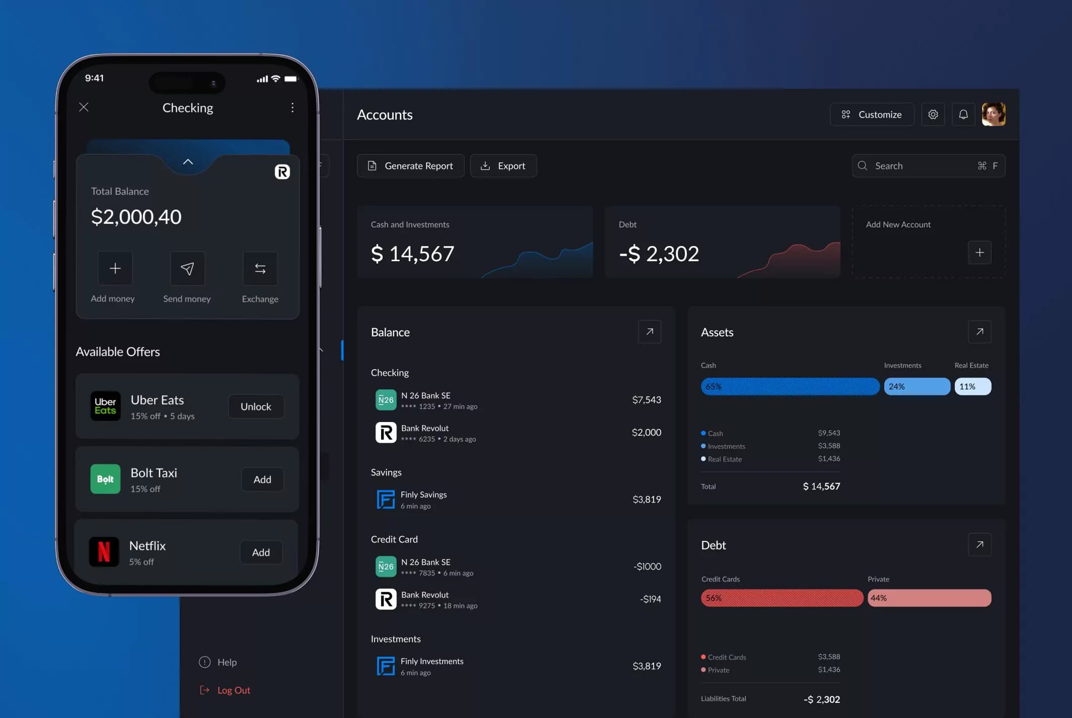 Finly App. Bank Account & Card Aggregation