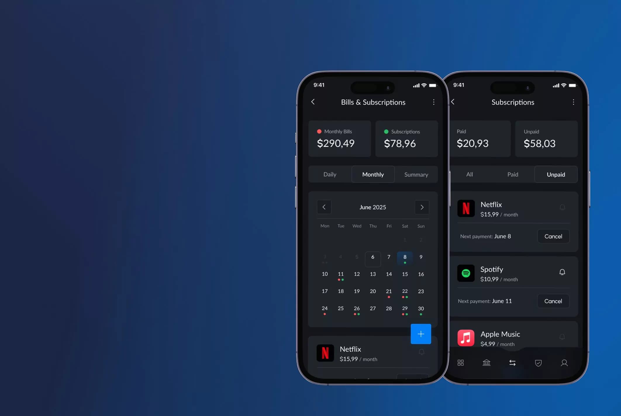 Finly App. Bill & Subscription Management