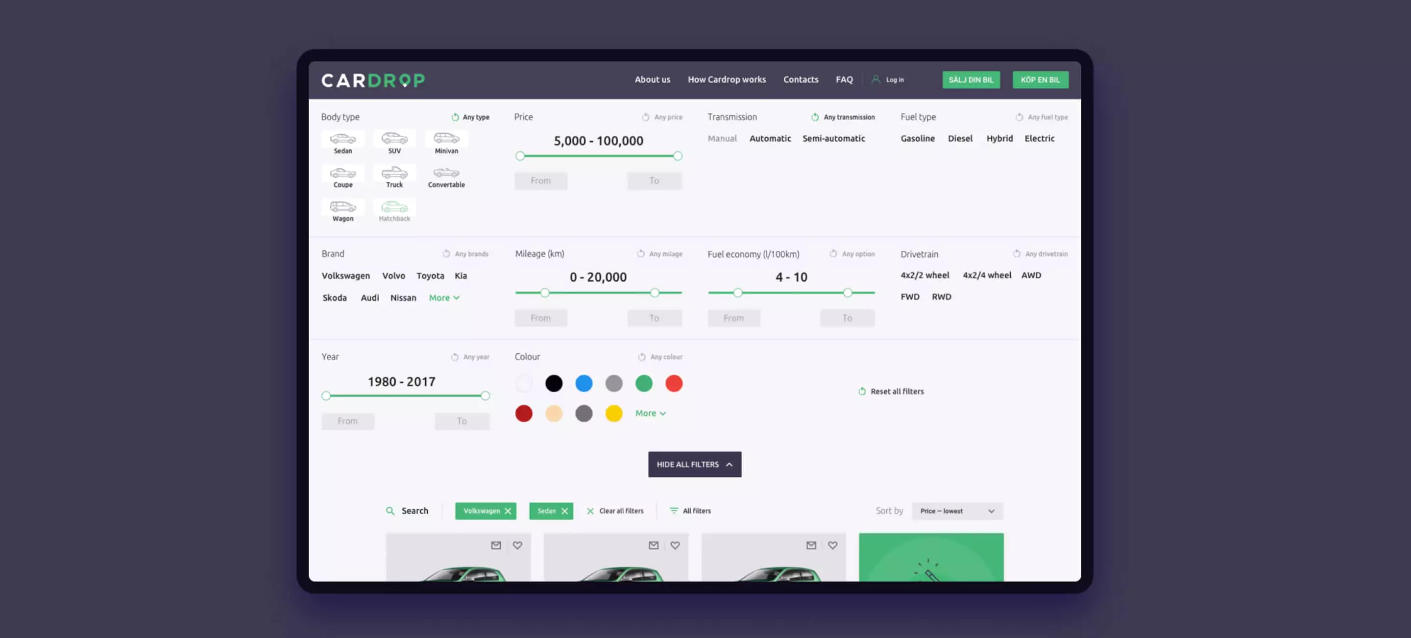 CarDrop. Buyer page