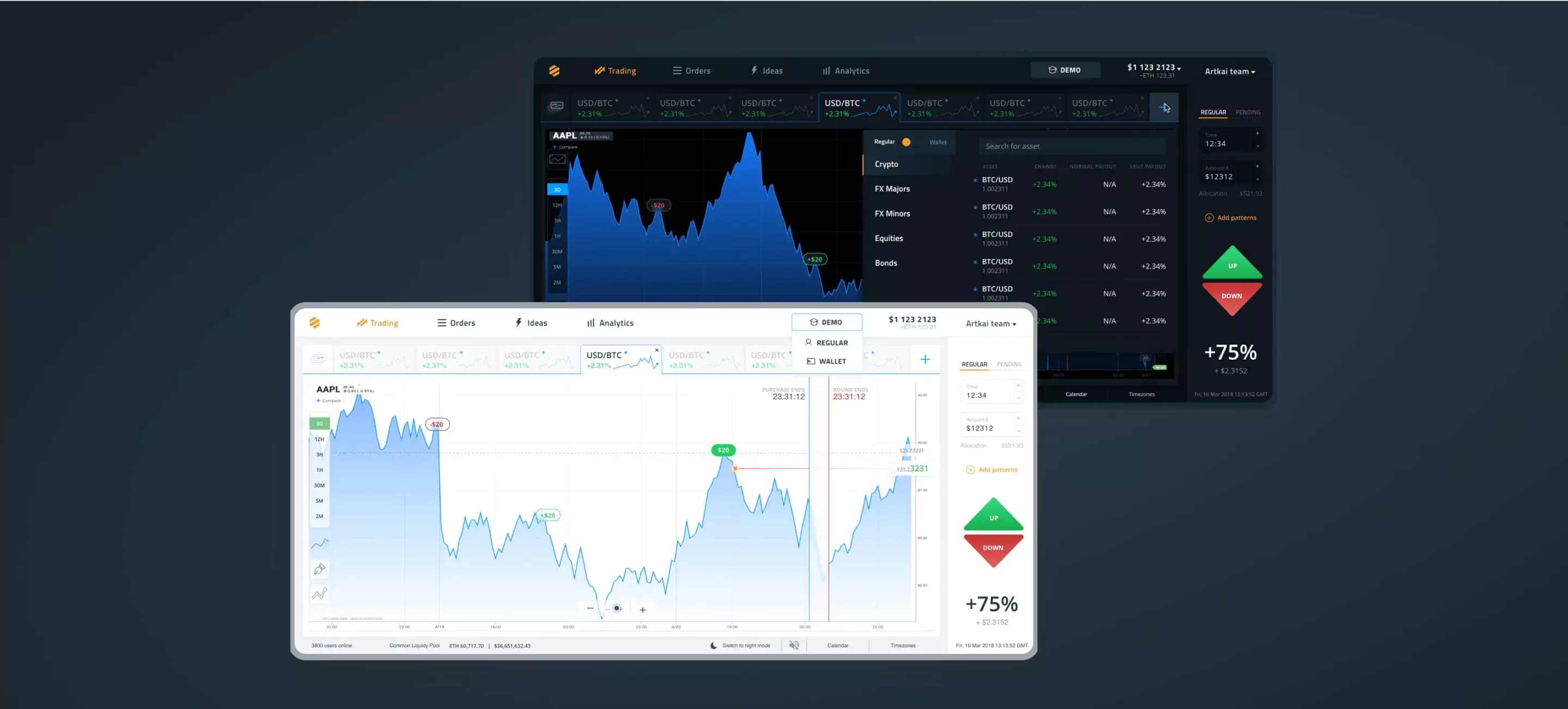 Trading Platform. Day & Night mode