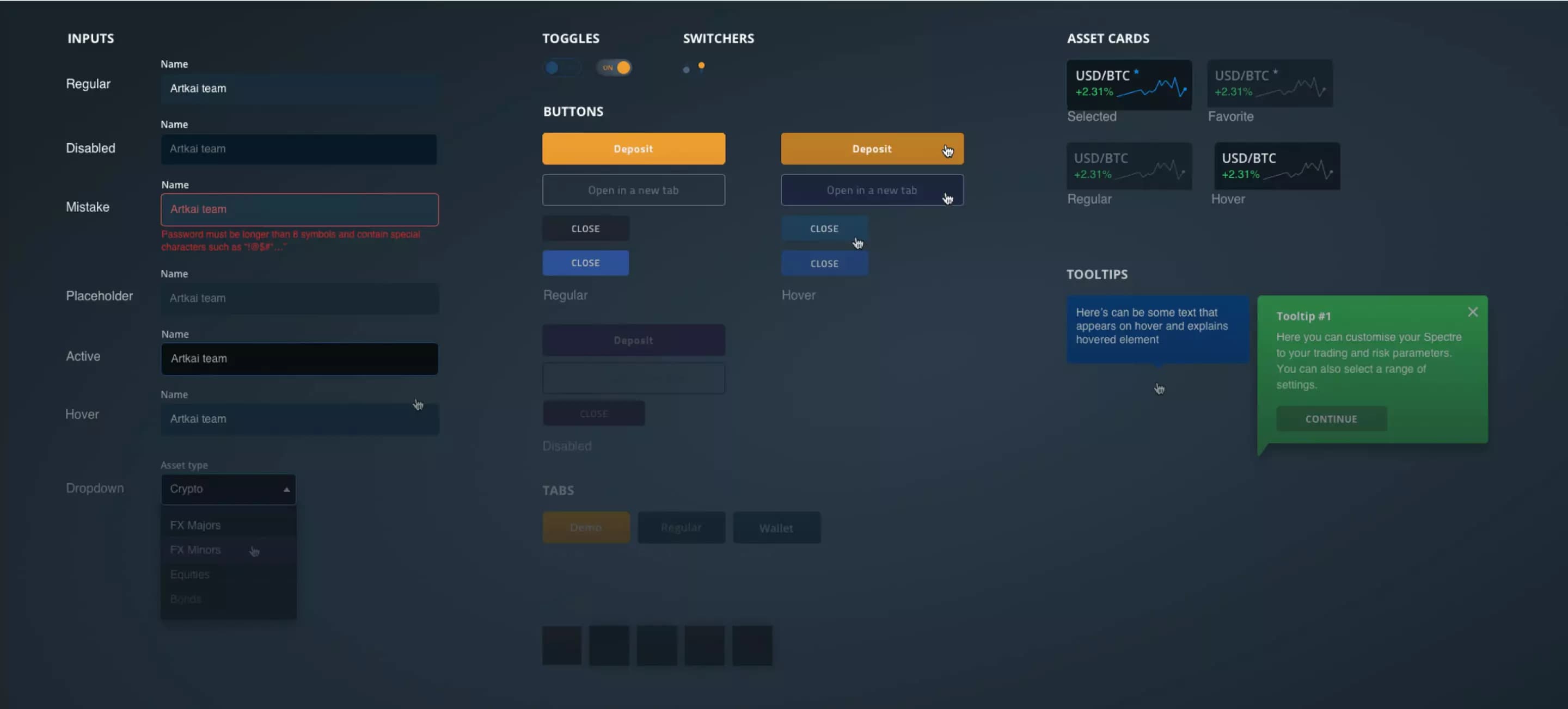 Trading Platform. UI kit