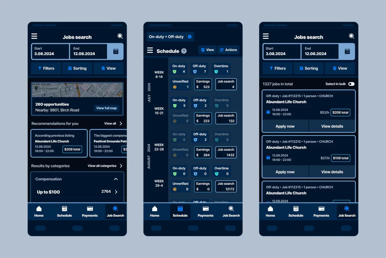 Our redesign, dark mode.