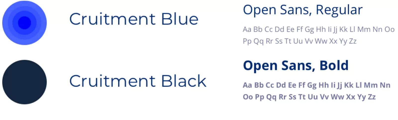 Cruitment. Colors and fonts